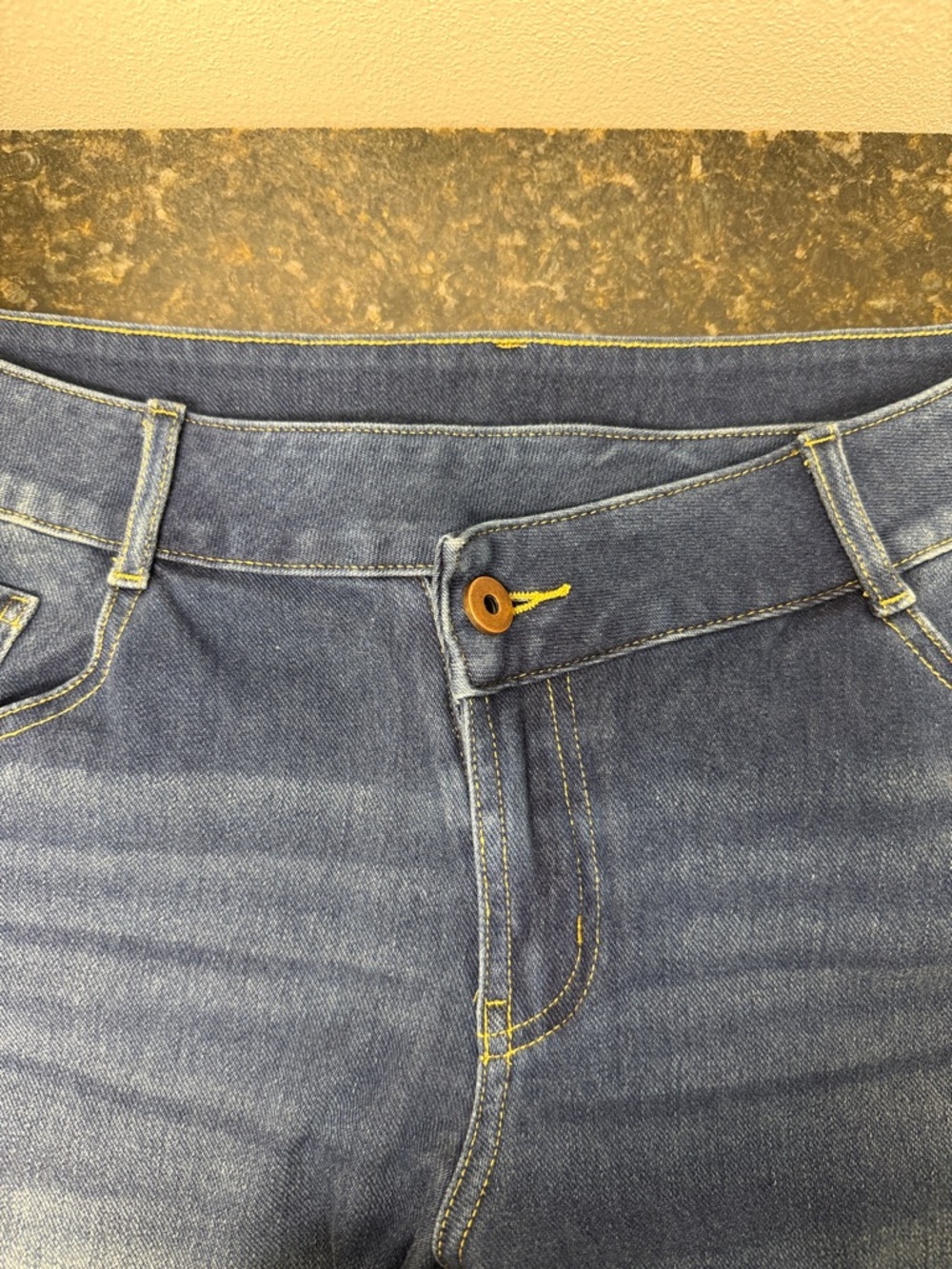 HALARA Medium Blue Denim Jeans with Yellow Stitching - Picture 3 of 5